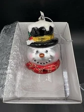 New Dept. 56 Mercury Glass Large Snowman Head Top Hat Scarf Ornament