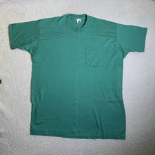 Vintage BVD Shirt Mens XXL 2XL Teal Blue Pocket Tee Single Stitch Cotton USA