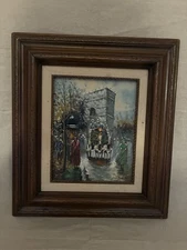 J. Gaston Signed Original Oil Painting on Canvas Paris Street. Framed
