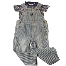 Osh Kosh B'gosh Hickory Stripe Denim Overalls Set 18M handkerchief bodysuit