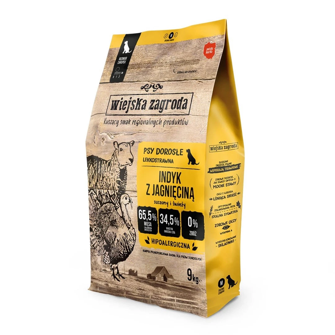 5905342292845 WIEJSKA ZAGRODA Turkey with lamb M - dry dog food - 9 kg