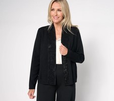 Susan Graver Occasions Sz SMALL Embellished Sweater Cardigan BLACK A670972