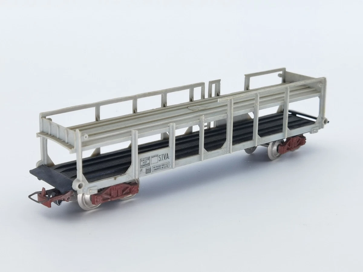 Sncf Wagon Porte Autos Gris 3 essieux stva 8 voitures Citroën Roco ref