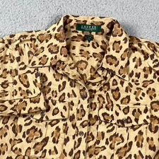 LAUREN RALPH LAUREN Leopard Print Long Sleeve Shirt Size M