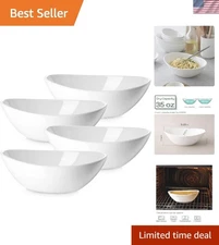 Serving Bowls Large Oval Salad Pasta Dish Set of 4 36 Oz Durable White
