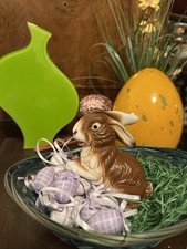 Pappmach&eacute; Hase Erzgebirge Candybox selten mit Karotte zum bef&uuml;llen Osterhase