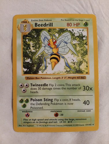 Pokemon TCG - Beedrill (Shadowless)-  017/102 Base Set - Regular