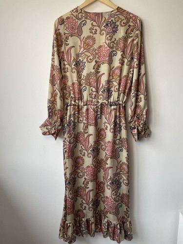 Mos Mosh Chita Weave Dress Size 10 Satin Paisley Floral Vintage Rose - Picture 10 of 17