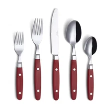 ANNOVA Stainless Steel Silverware Set with Color Handles and Rivets, Retro Flatw