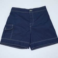 Vintage Catalina Men Navy Blue Board Shorts White Contrast Stitch Size 34 USA