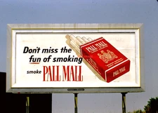 1957 35mm Slide~KODACHROME RED PALL MALL CIGARETTES "FUN TO SMOKE" BILLBOARD