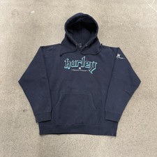 Hurley Navy Blue Pullover Hoodie size Large Surf Skate Y2K