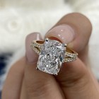 Diamond Cushion Ring VVS2 E 4.3 Ct IGI Certified Lab created 14K Dual Gold Tone — photo 2