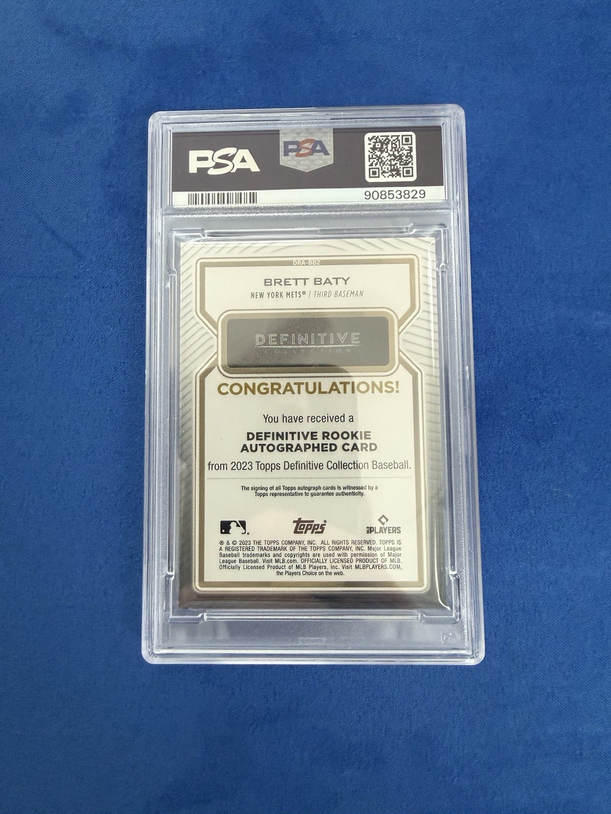 2023 Topps Definitive Collection Definitive Rookie Autographs Brett Baty view 2
