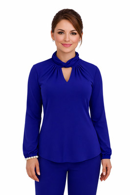 Kasper Women's Top Twisted Mock Neck Long-Sleeve Size XS/PLUS SIZE/  NWT