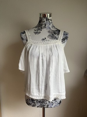 Deluxurious Top Shirt Bluse Musselin Musselintop Musselinshirt Oversize Weiß S