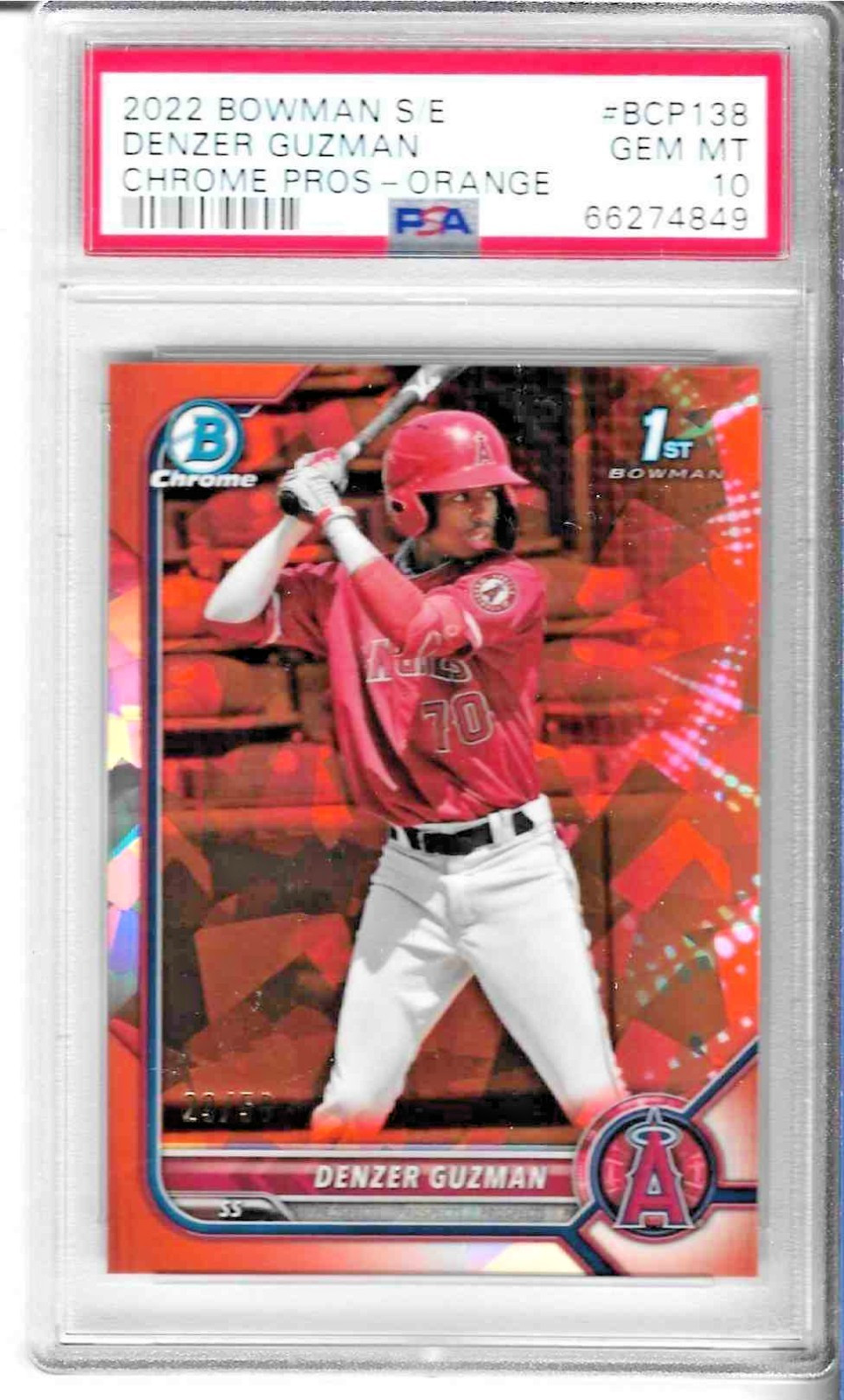 2022 Bowman Chrome DENZER GUZMAN 1st Orange Sapphire RC /50 PSA 10 ANGELS