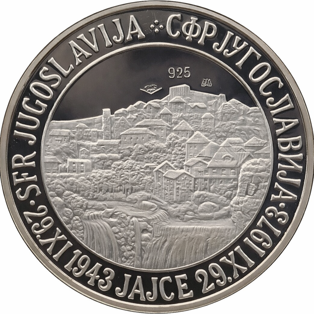 🔴JOSIP BROZ TITO Jajce 1943-1973 Commemorative medal 925 Silver