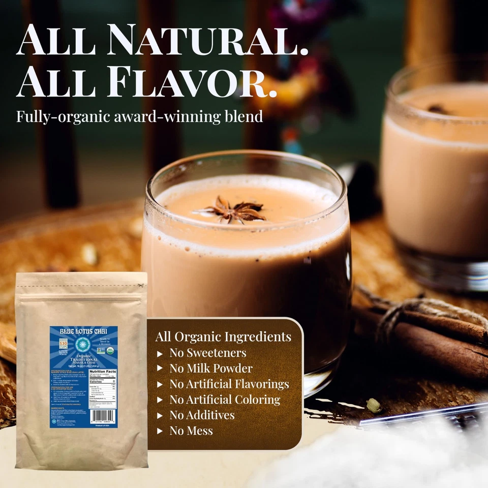 - Masala Chai tradicional totalmente orgánico - Hace 530 tazas - Bolsa a granel de 1 libra M... Foto 3 de 4