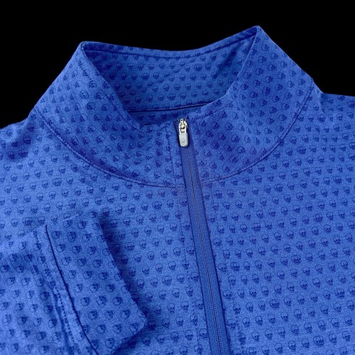 Peter Millar Crown Sport SKULL Heads Performance QTR Zip Pullover $145 Medium - Picture 2 of 10
