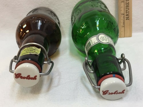 Vintage Grolsch Lager Beer Bottles 1 Pint (16 oz.) - 1 Brown and 1 Green Glass - 第 3/4 張圖片