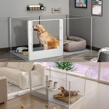 Large 6 Panels Acrylic Dog Playpen Fence Kennel Pet Safe Whelping Fertility Cage