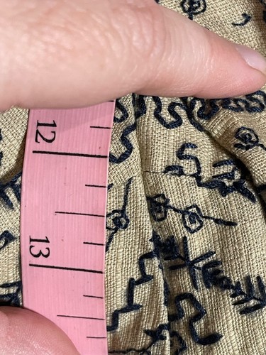Vintage Talbots All Over Embroidered Chino Pant Linen Blend Navy Tan Chic 12 - Picture 13 of 14