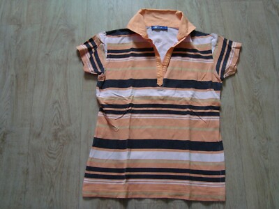 Damen Sommer Top Kragen Shirt T-Shirt kurzarmig Gr.L v. EXACTLY casual gestreift