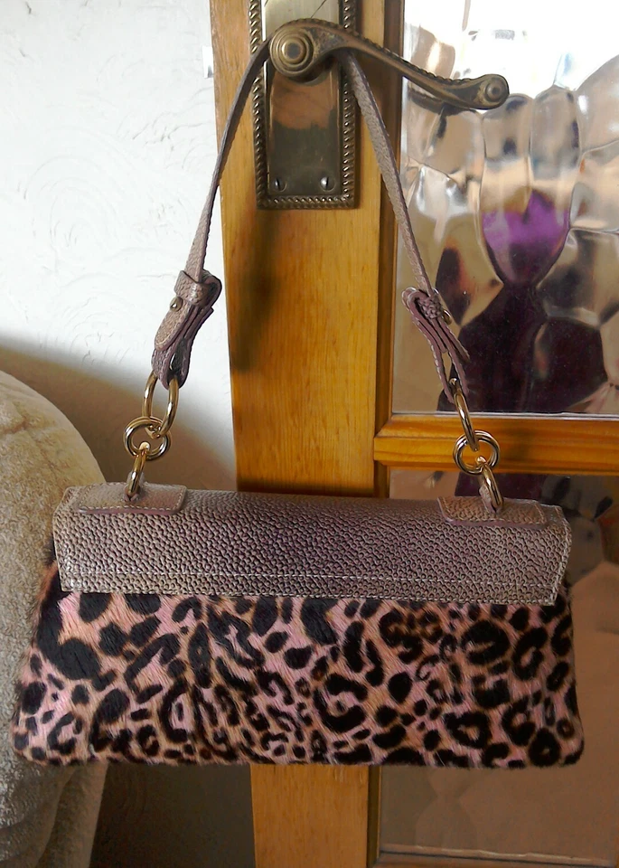 Coccinelle Pink Leather And Fake Fur Small Handbag/Clutch Evening Bag - Image 2 of 4