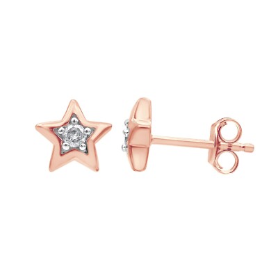 Diamant Stern Ohrstecker 0,10 ct vergoldet über Sterlingsilber für Damen