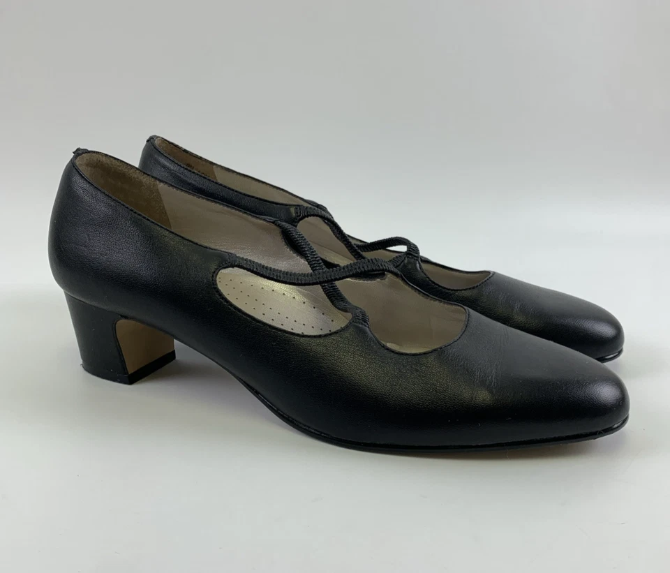 Туфли-лодочки Trotters Jamie черные кожаные без застежек с крестовыми ремнями на каблуке женские 10 M - Изображение 2 из 4