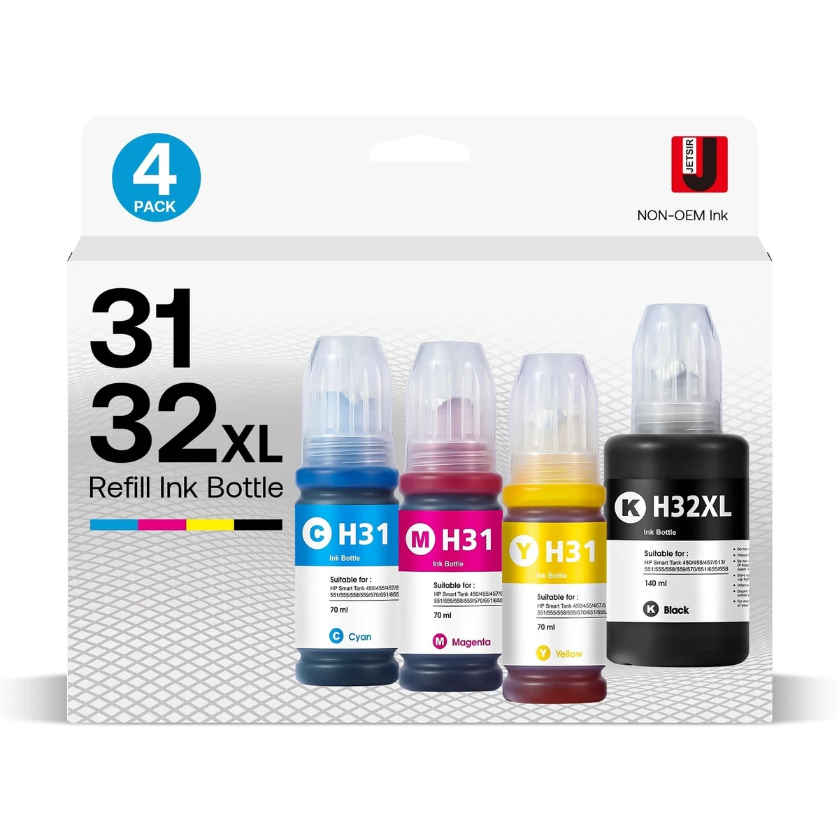 31 32XL - Juego De Botellas De Tinta De Repuesto Para HP 31 32XL Para Smart Tank