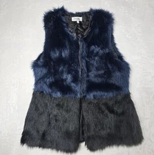 Charlotte Russe Vest Fuax Fur Blue Black Size Medium  Witchcore Dark Academia