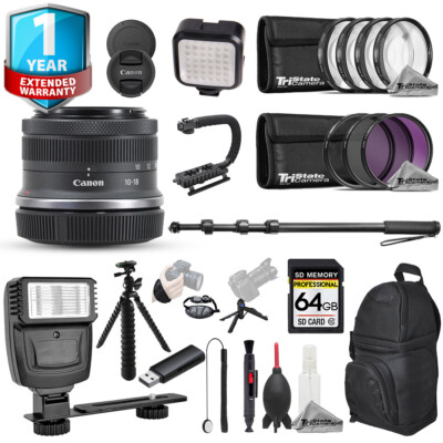 Canon RF-S 10-18mm f/4.5-6.3 IS STM Lens - 22pc 64GB Utility Kit + 1 Yr Warranty