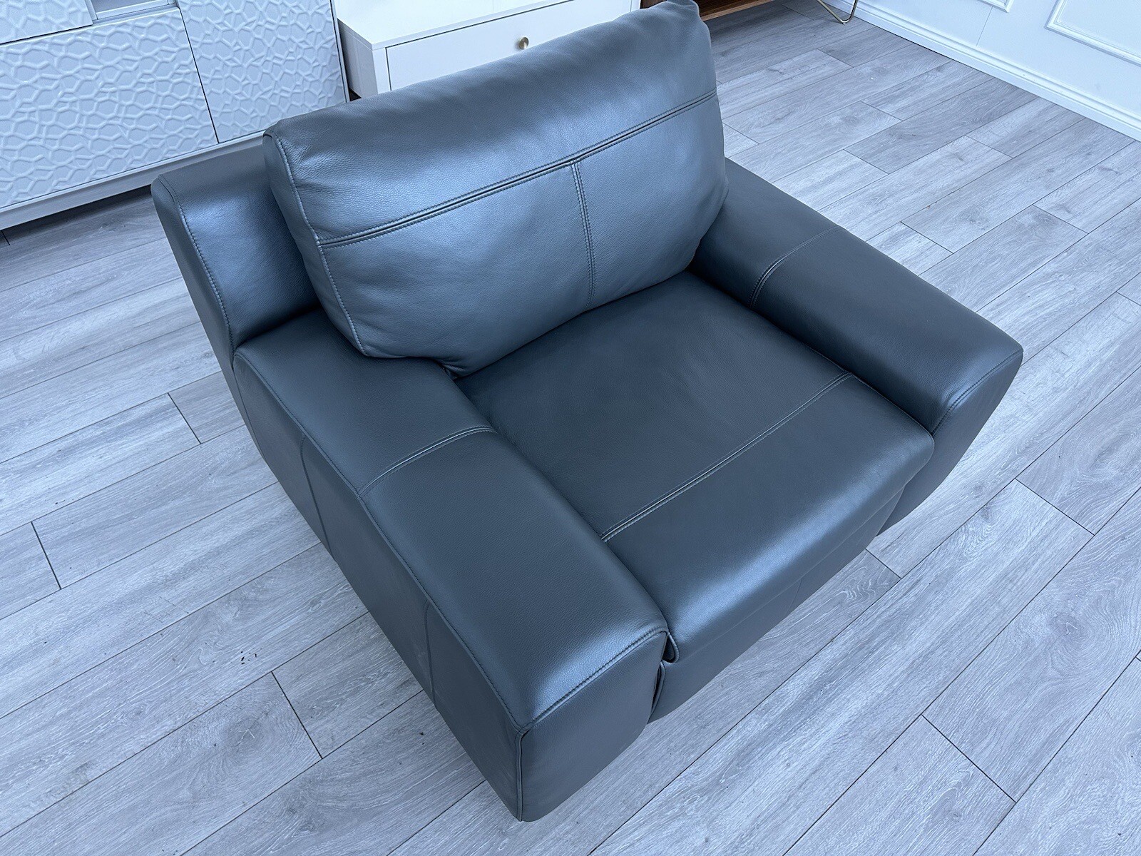 Famous Store New Leather Charcoal Grey Armchair eBay