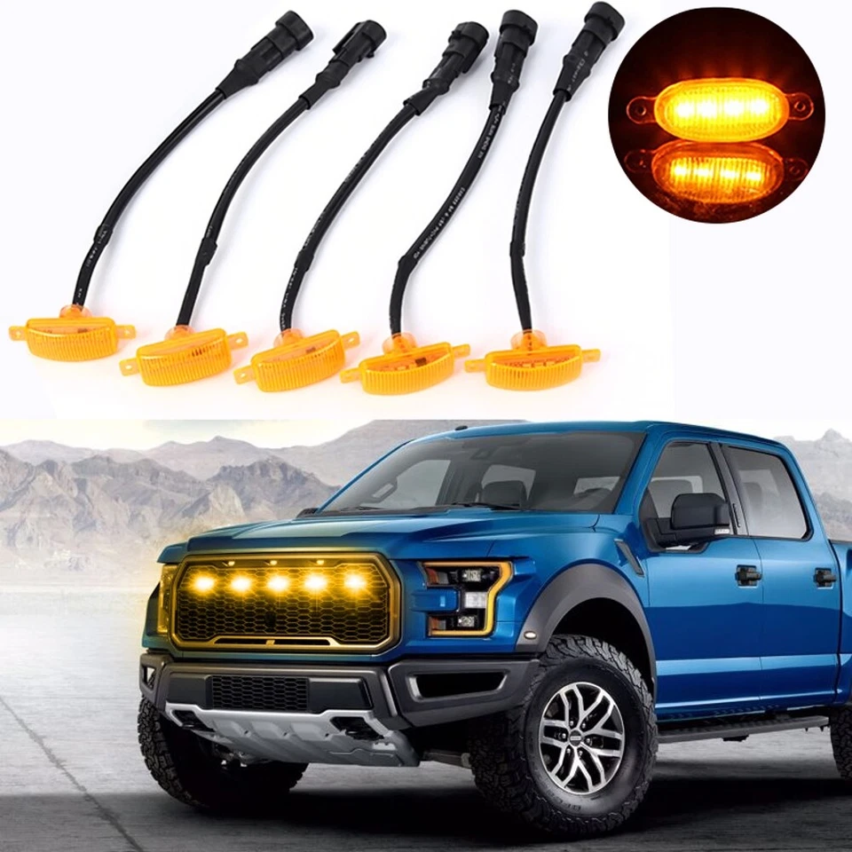 Kits de luces de rejilla LED ámbar lente ámbar universal para Ford F150 F250 F350 Raptor Foto 4 de 4