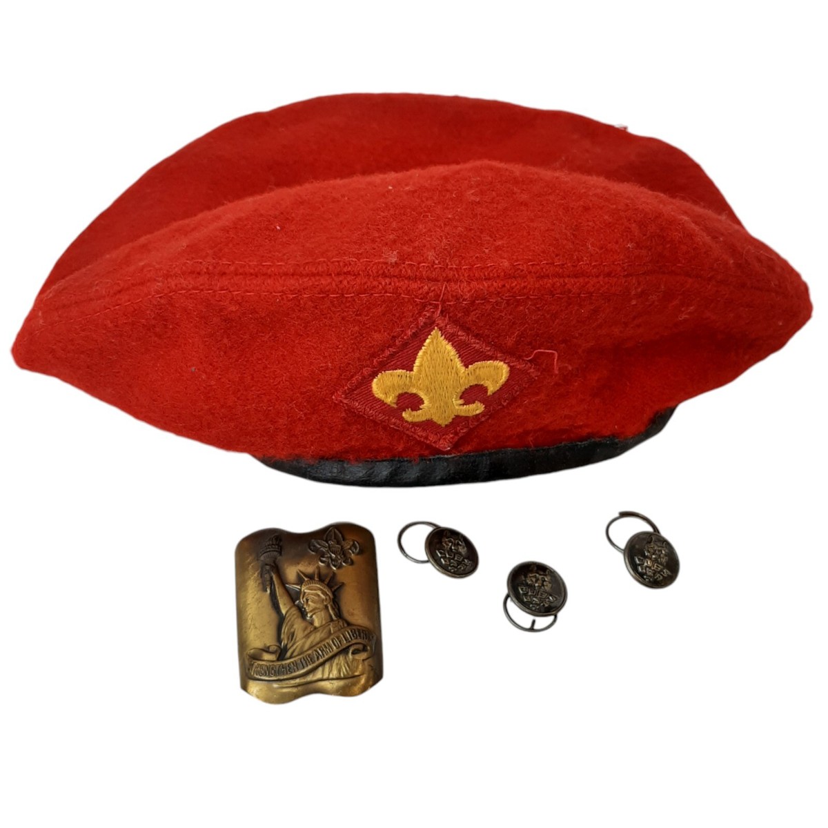 Boy Scouts of America Red Wool Beret Small Liberty Scarf Slide Cub