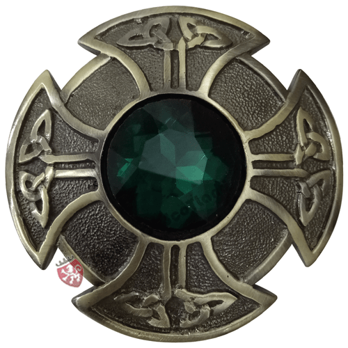 Scottish Kilt Fly Plaid Brooch Various Stone 3" Celtic Knot Pin Brooch Antique - Picture 5 of 12