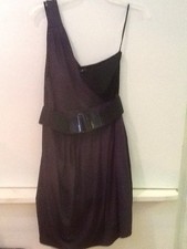 Forever 21 Women's Dress One Shoulder Charcoal gray/Black Lined Belt Size Large
