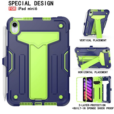 For Apple iPad mini 2021 6th Gen 8.3 inch Case Shockproof Hard T-Stand Cover