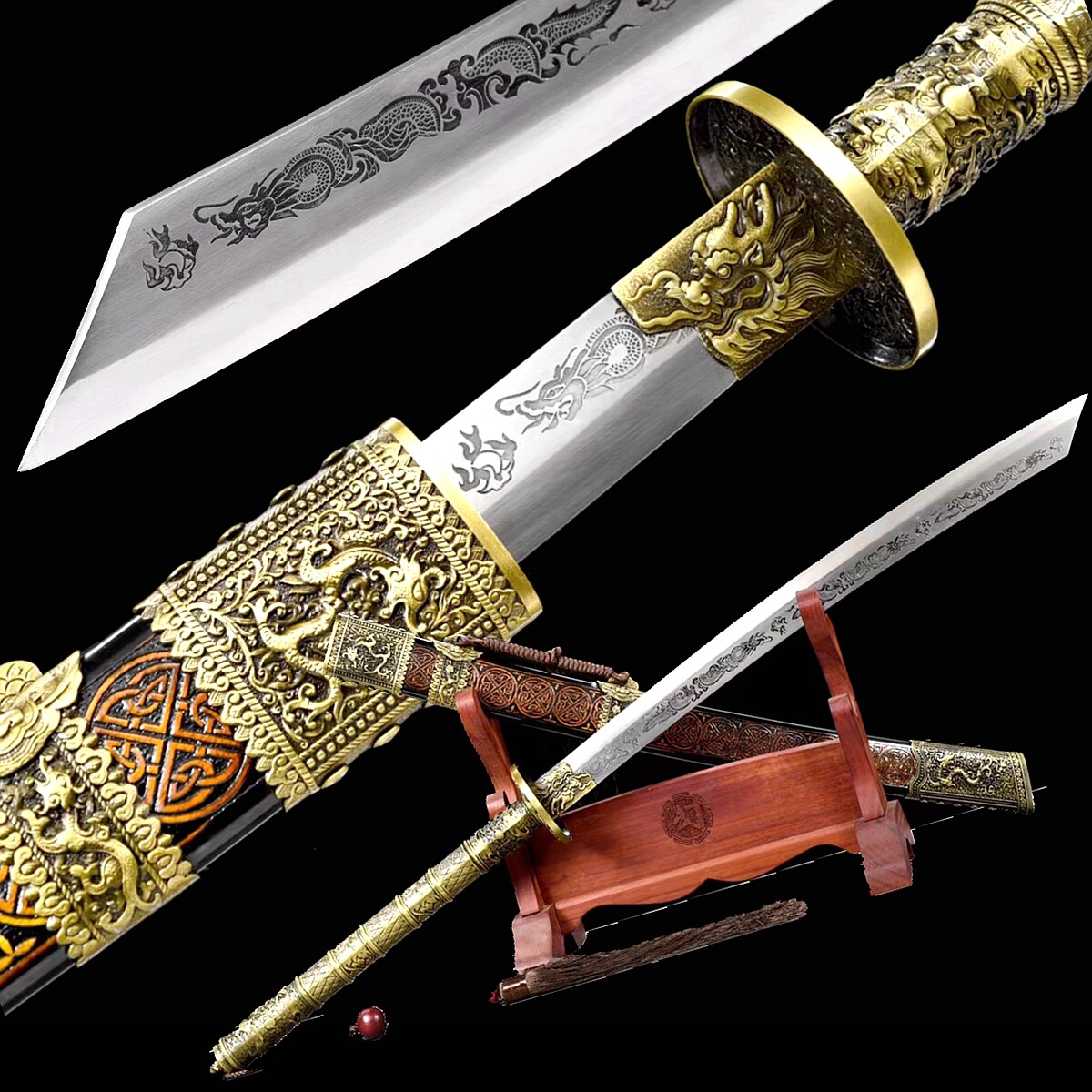 Fiery Dragon Kangxi Emperor Broadsword Sabre Chinese Dao Sword