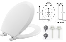 Round Closed Front Toilet Seat Bemis 500EC 000, Enameled Wood High Gloss, White