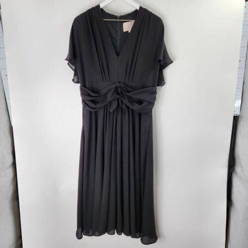 Gal Meets Glam Jane Bow Front Black Crepe Dress 14 - image 1