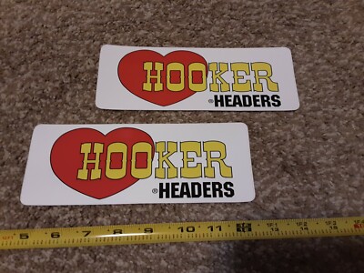 Lot of 2 Classic Hooker Headers Racing Decals NHRA Stickers NHRA Nascar Rat Rod 
