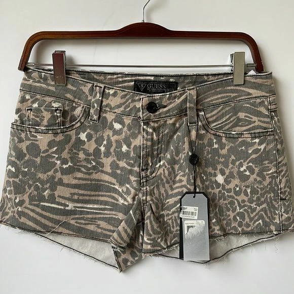 NUEVO CON ETIQUETAS Guess Brittney Pantalón Corto Estampado Leopardo Talla 28 Foto 3 de 4