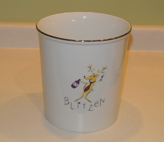 Pottery Barn Dasher Blitzen Reindeer Ceramic Ice Bucket Made In