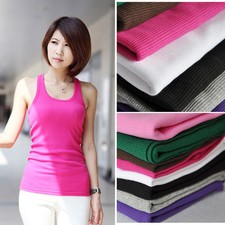 Women Ladies Solid Vest Tank Cotton Tops Sleeveless Tee Blouses Casual T-Shirt
