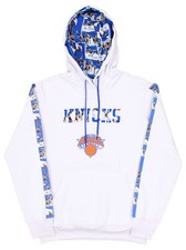 FISLL NBA Men's New York Knicks Graphic Stripe Hoodie, White