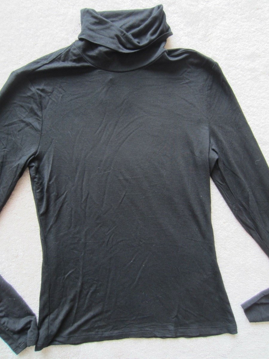 WOMENS H&M Black Mock Turtleneck KNIT TOP SHIRT Long SLEEVE Small