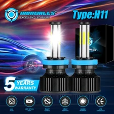 6-sides H11 LED Headlight Bulbs Kits Low Beam 1000000LM 6500K Super Bright White